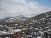 Blick nach Nordosten auf Herdern - Stadtgarten rechts am, Ro�kopfwindrad oben rechts 12.3.2006