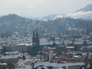 Tele-Blick nach S�dwesten �ber Johanniskirche zu Lorettoberg und Wonnhalde am 12.3.2006
