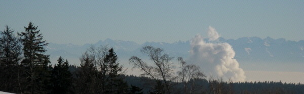 Tele-Blick von Urberg im Hotzenwald nach Sden zu den Alpen am 21.12.2007