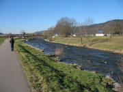 Blick nach Westen zu Dreisambuche (links), Wasserwerksteg und Wasserwerk Ebnet (rechts) am 4.2.2007