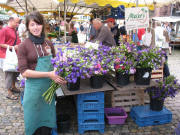 Katja aus Potsdam und die sch�nen Blumen aus B�tzingen bei Meier's Stand am 6.6.2007