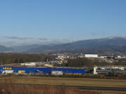 Blick vom Wolfsbuck nach Nordosten zu Waldkirch (links Burg), Elztal und Kandel (rechts) am 15.1.2008