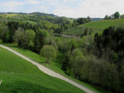 Blick nach Norden vom B�hlhof zum Haldenhof rechts oben am 23.4.2011 - Kandelberg links