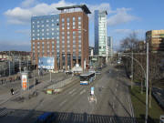 Freiburg-Hauptbahnhof am 28.1.2011: Blick nach Norden �ber die Birmarck-Allee