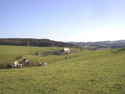 Blick "Auf der Eck) (952 m) nach Südosten zum Vorderen Willmen und Amendenhof (links) am 6.11.2003