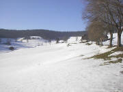 Blick nach Nordwesten ins Rengental zum Kuhbauernhof (rechts) und Rengethof (Mitte)
