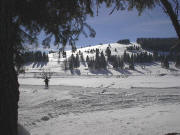 Blick �ber die Rotmeerspur um 13 Uhr nach S�den zum Sommerberg (991 m) am 24.2.2004