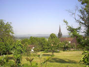 Blick vom Heuweiler Kirchberg ins Rheintal und zum Kaiserstuhl am 28.5.2004