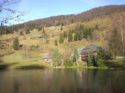Blick nach Norden �ber den Dobelweiher zum Dobelhof und hoch zum Schniederlihof am 5.12.2004