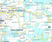 Oberibental zwischen Lochhof im Südwesten unten und Kapfenmathishof im Nordosten oben
