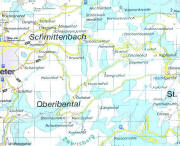 Oberibental zwischen Lochhof im S�dwesten unten und Kapfenmathishof im Nordosten oben