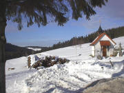 Blick nach Norden zur Kapelle beim Farnbauernhof am 8.2.2005