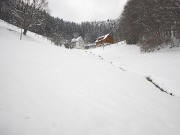 Blick nach Norden hoch zum Klausenhof in Hintereschbach am 26.2.2005