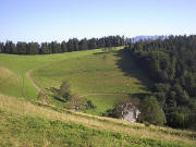 Blick nach Norden �ber das Saierh�usle und den Wanderweg St.M�rgen - Zwerisberg - Wiesneck zum Kandel am 17.7.2005, 