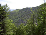 Blick von der Stollenbaststrasse nach Norden �bers Zastlertal zum H�usleberg und Scheibenfelsen Ende Mai 2005