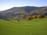 Blick vom Holzer Kreuz nach Südwesten übers Wiesental nach Oberhepschingen hoch zum Bubshorn am 30.10.2005