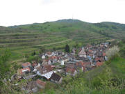 Blick nach S�den �ber Schelingen zum Badberg und Totenkopf am 30.4.2006