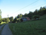 Blick nach Osten hoch zum Gr�nloch-Hof am 18.8.2006