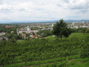 Blick am 26.8.2004 vom Spemannplatz nach Nordwesten �ber Vauban zum Kaiserstuhl
