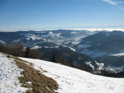 Blick vom Belchen nach Südosten übers Wiesental zu den Alpen am 11.1.2006