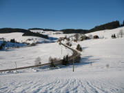 Blick vom Urishof nach Nordwesten zu Fallerhof (rechts) und hoch ins Einsiedel bis zum Doldenhof am 9.1.2006