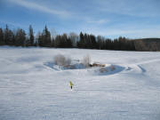 Blick �ber die Skipiste nach Westen �ber den Brandweiher vom Michelthomilishof am 31.1.2006