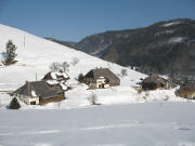Blick nach Norden auf Hasbach am 20.3.2006 (von links): Rees-Hof, Thoma privat, Hasbachhof und Kenk-Hof mit Wunderlehof als Doppelhof 