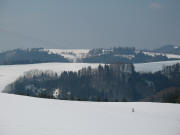 Tele-Blick vom Steighof nach Westen zum Eckpeterhof am Lindenberg am 15.3.2006