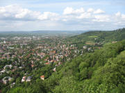 Blick vom Schlossbergturm nach Norden zur Eichhalde in Herdern am 19.5.2006