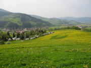 Blick nach Norden �ber Oberrieds gelbe Wiesen am 5.5.2006 - links Camping Kirnermartes