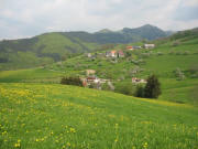 Blick nach Osten �ber Maierhof, Weberhof und Wehrlebauernhof (von links) zum Zastlertal und hoch zum Hinterwaldkopf am 5.5.2006