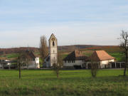 Blick nach S�dosten zur St.Peterskirche  Blansingen von 1173 mit Fresken aus dem 15.Jahrhundert