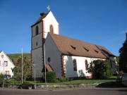 Blick nach Nordwesten zur B�tzinger Kirche mit Storch am 22.10.2006