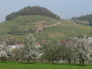 Tele-Blick von Freusig nach Norden �ber zu Castellberg und Gerichtseiche (rechts) am 13.4.2007