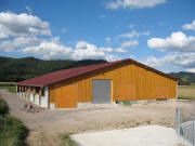 Blick nach Norden zum neuen Freilaufstall des K�ferhof am 19.8.2007