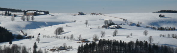 Tele-Blick von Erlenbacher Hütte nach Westen auf Hofsgrund mit Halde, Haldenmaierhof, Bodenmattenhof (von links) am 29.12.2007