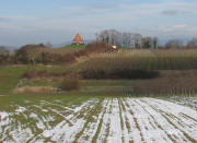 Blick nach Norden zum Wasserturm im Südosten von Heitersheim am 28.1.2007