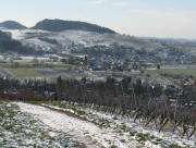 Blick vom Rebberg ob Staufen nach Süden über Grunern zum Castellberg (links oben) am 28.1.2007#