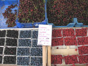 Brombeeren, Heidelbeeren und Himbeeren am 30.6.2007 auf dem Littenweiler Bauernmarkt