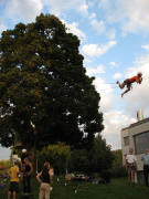 Aktionsklettern von Robin Wood beim Sommerfest an der PH Freiburg am 17.7.2007