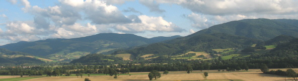 Blick nach Südosten übers Dreisamtal zu Neuhäuser und Oberried im Juni 2007