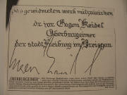 Padova - Friburgo: Parnterschaftsurkunde vom 29.11.1985 - "Oberburgeimer Dr. Eugen Keidel"