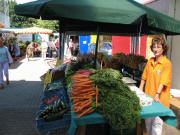 Frau Ritter am Obst- und Gem�sestand am 17.6.2007 in Forchheim