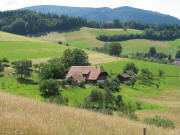 Blick vom Sattel des Wölflebergs nach Südwesten zum Schweizermelchershof am 22.6.2007