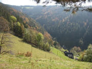 Blick vom Kaspersh�usle in den Ferndobel �bers Schneeh�usle zum Lachenh�usle oben an der B500 am 7.10.2007