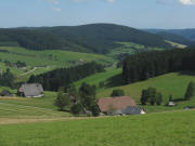 Blick vom Doldenb�hl nach S�dosten �ber Doldenhof und Josenhof im Einsiedel ins Jostal am 18.8.2008