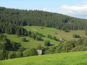 Blick nach Nordosten �bers dach vom Rufenhof im Uracher Tal am 25.8.2008