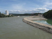 Blick nach Nordosten zur Kraftwerkbaustelle rechts am 14.8.2008