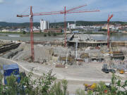 Blick �ber die Kraftwerkbaustelle am 14.8.2008 nach Nordwesten