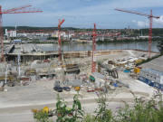 Blick �ber die Kraftwerkbaustelle am 14.8.2008 nach Norden